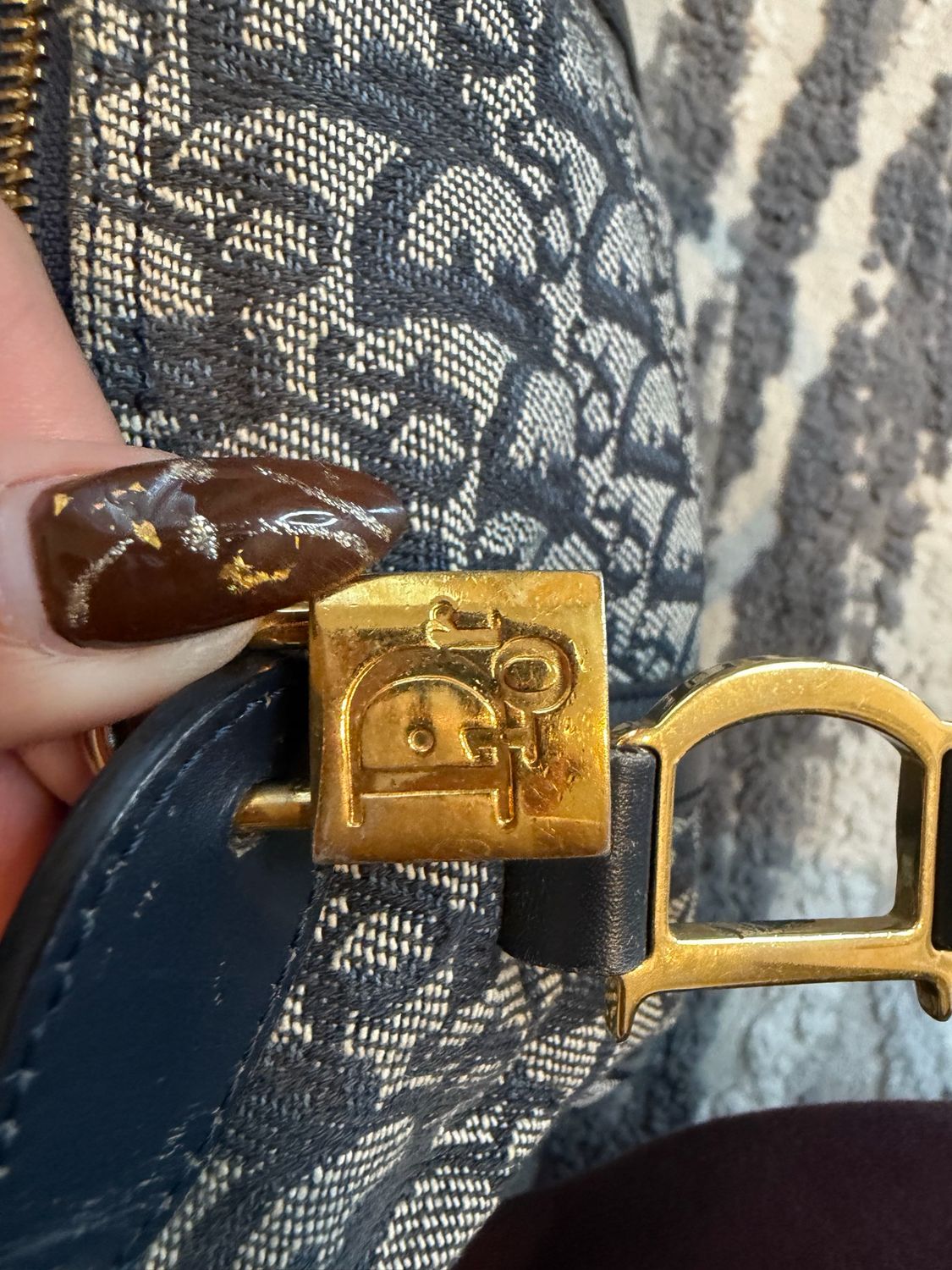 Christian Dior Trotter Mini Bowler Boston Satchel Navy