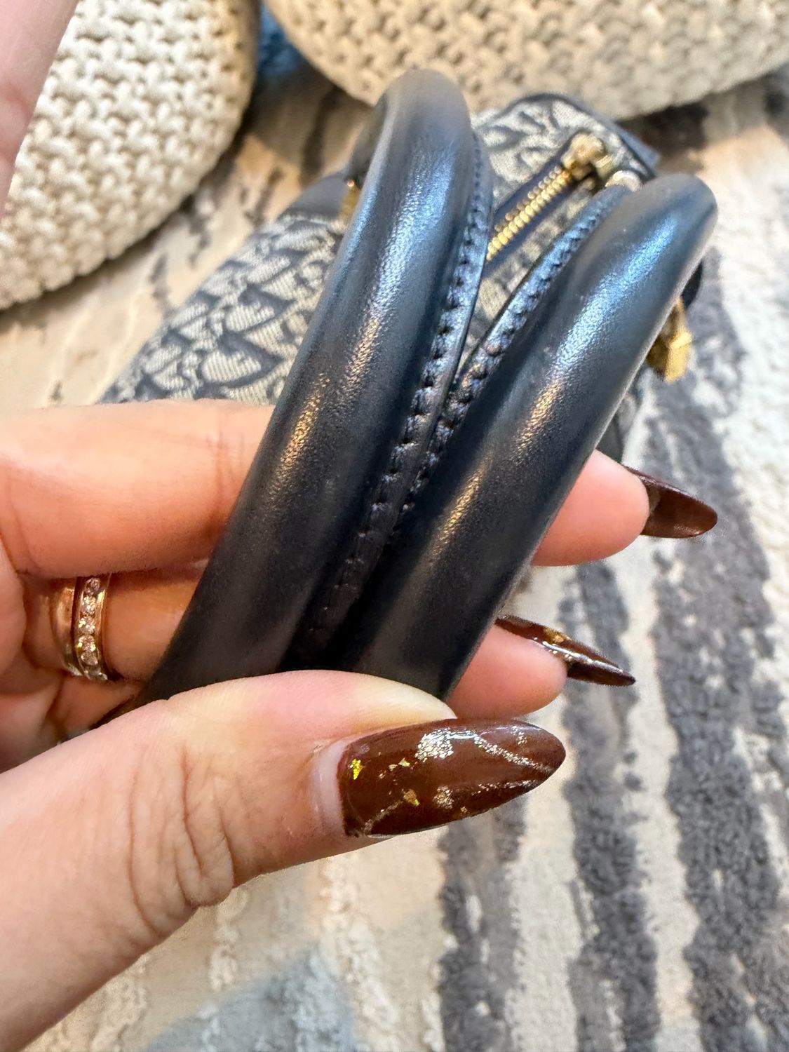 Christian Dior Trotter Mini Bowler Boston Satchel Navy