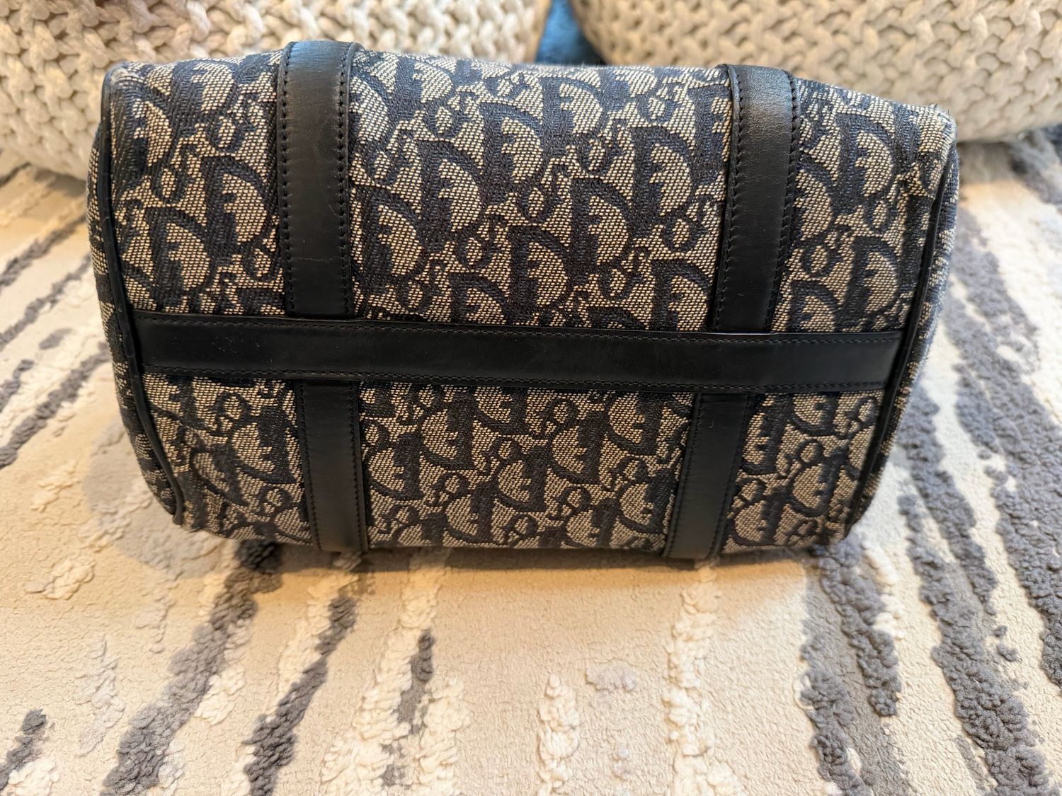 Christian Dior Trotter Mini Bowler Boston Satchel Navy