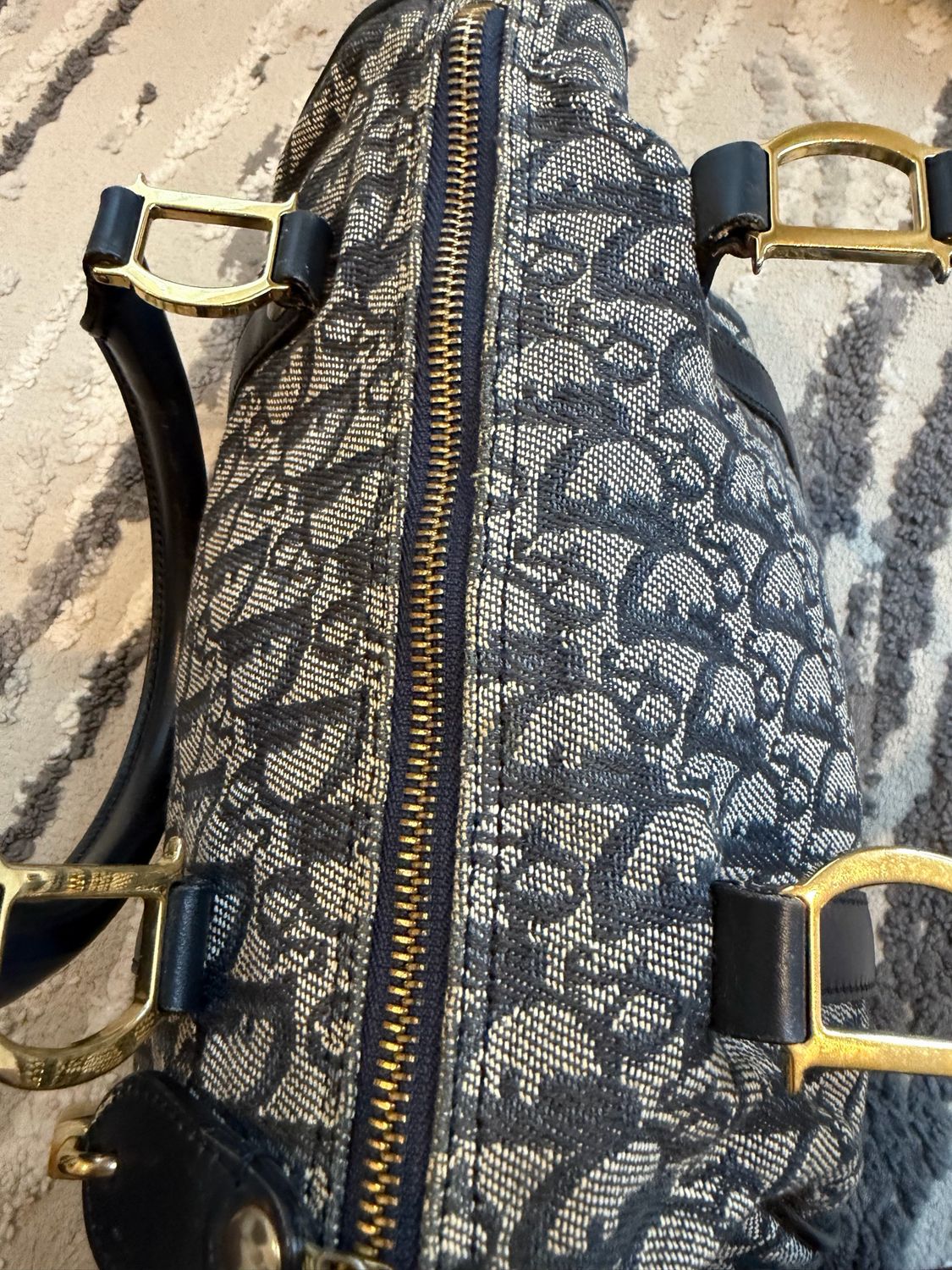 Christian Dior Trotter Mini Bowler Boston Satchel Navy