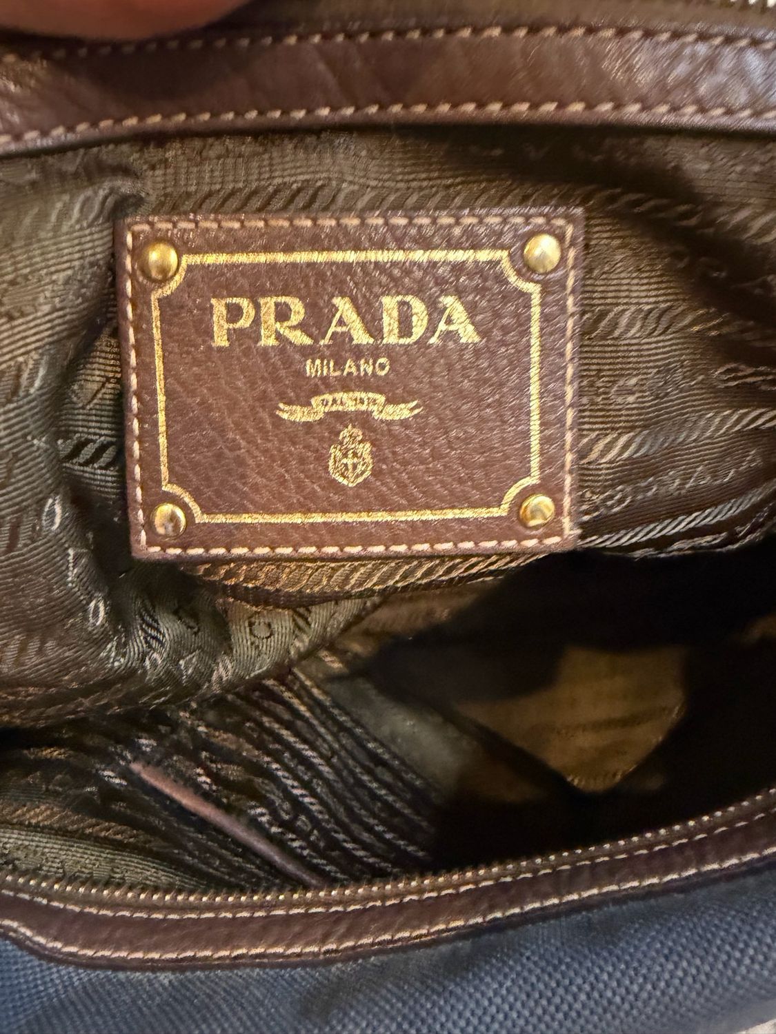 Prada Jacquard Denim Shopper Zipper Tote Messenger Crossbody