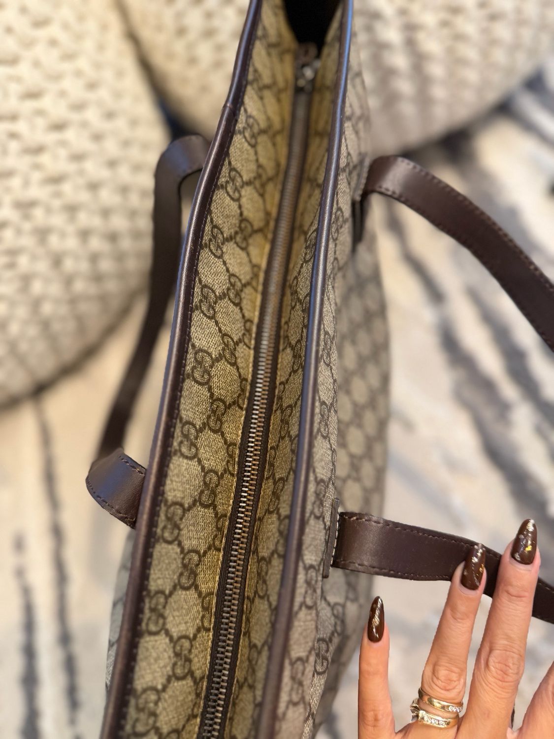 Gucci Monogram Supreme Joy Zipper Tote Medium