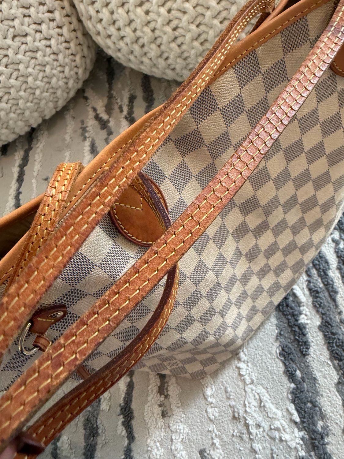 Louis Vuitton Damier Azur Neverfull Mm Tote Shoulder