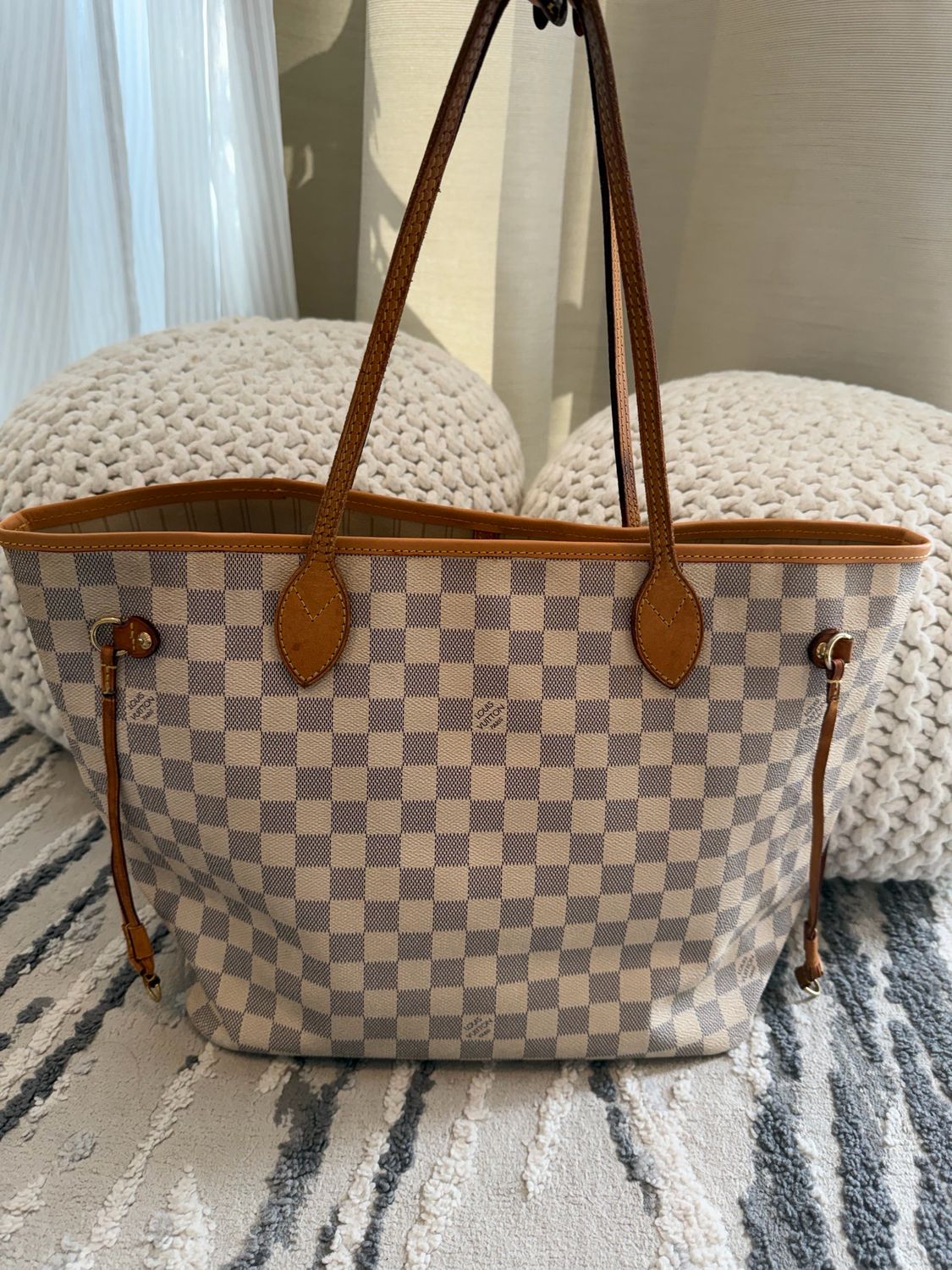 Louis Vuitton Damier Azur Neverfull Mm Tote Shoulder