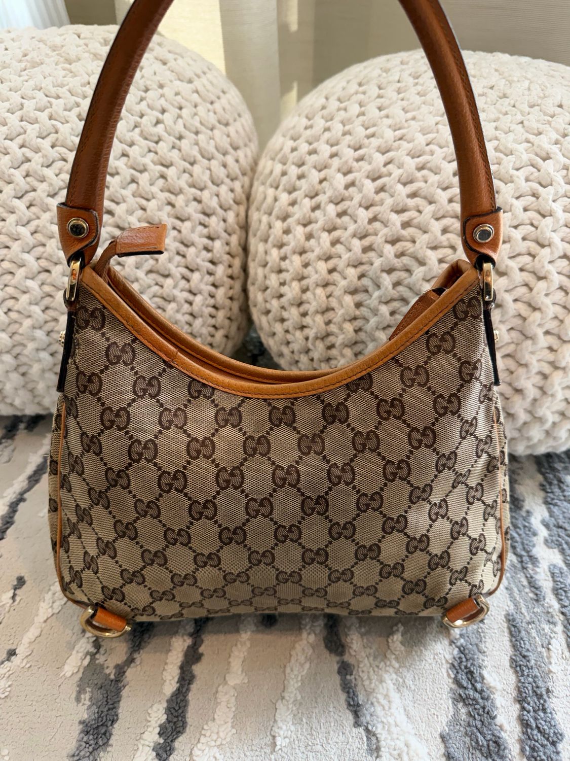 Gucci Monogram Canvas Abbey Hobo Shoulder