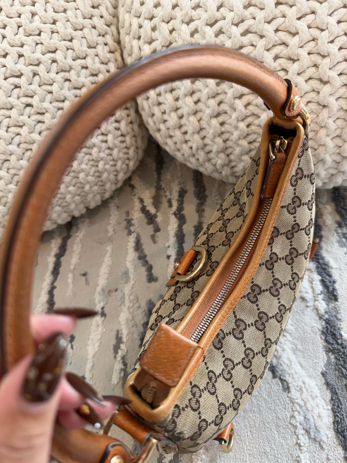 Gucci Monogram Canvas Abbey Hobo Shoulder