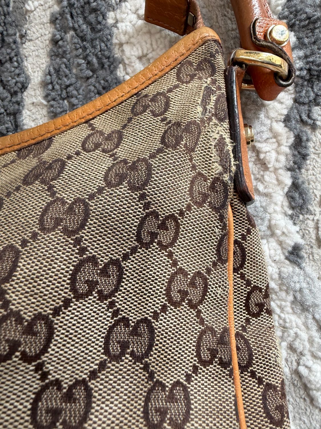 Gucci Monogram Canvas Abbey Hobo Shoulder