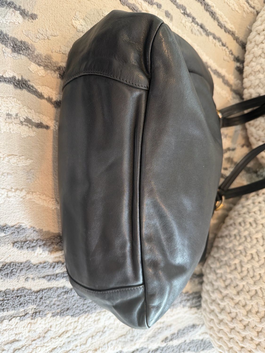 Prada Black Long Strap Tote Soft Calfskin