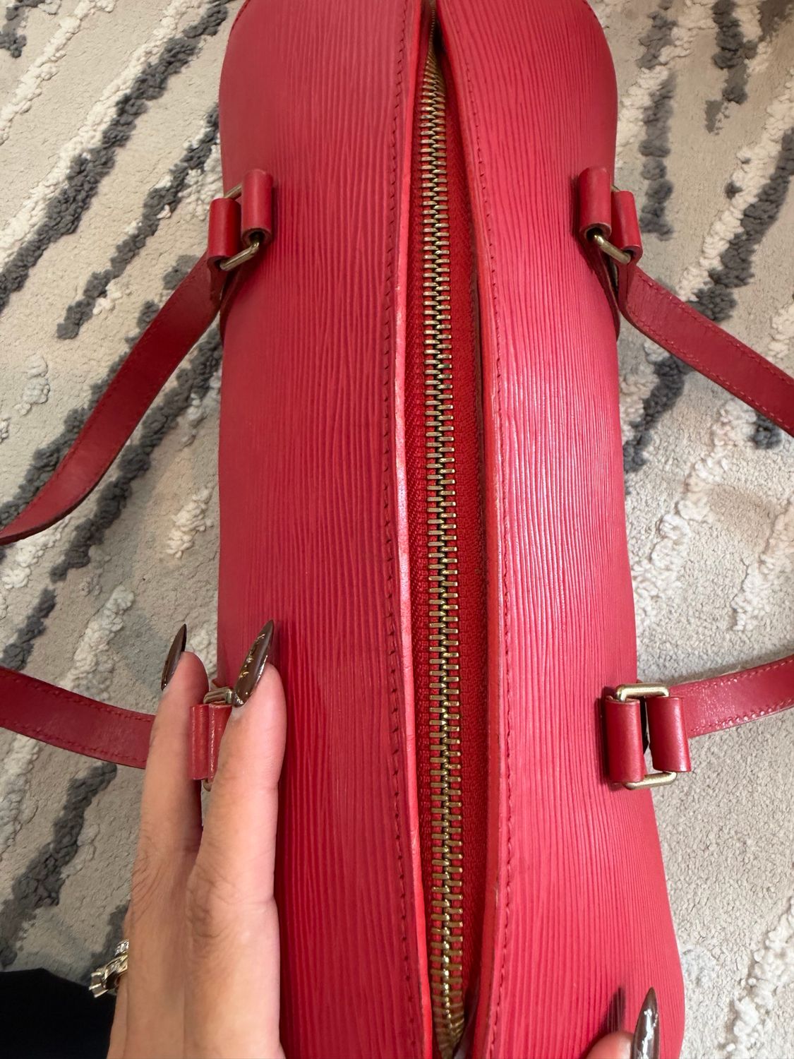Louis Vuitton Red Epi Soufflot Tote Bowler