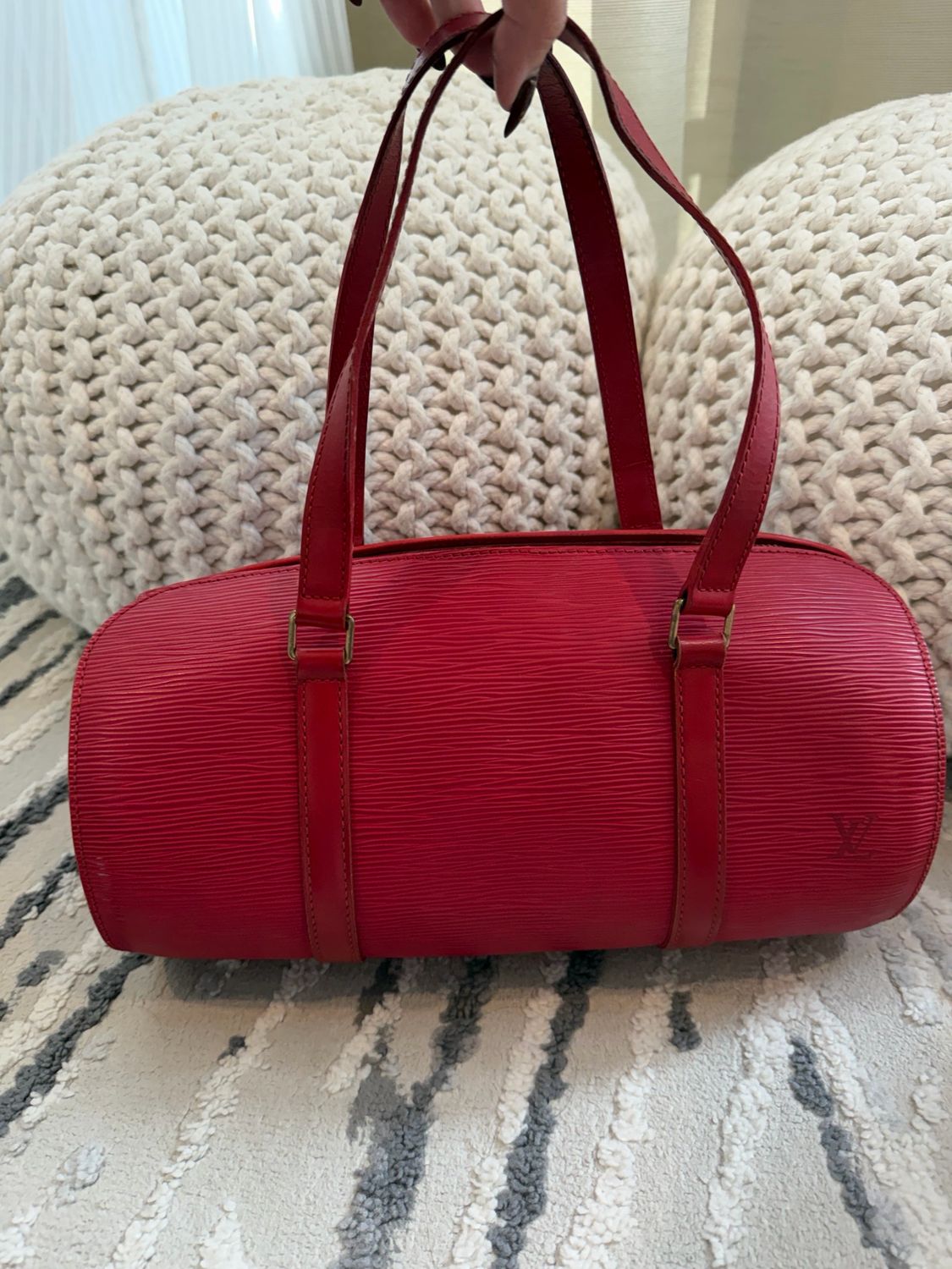 Louis Vuitton Red Epi Soufflot Tote Bowler