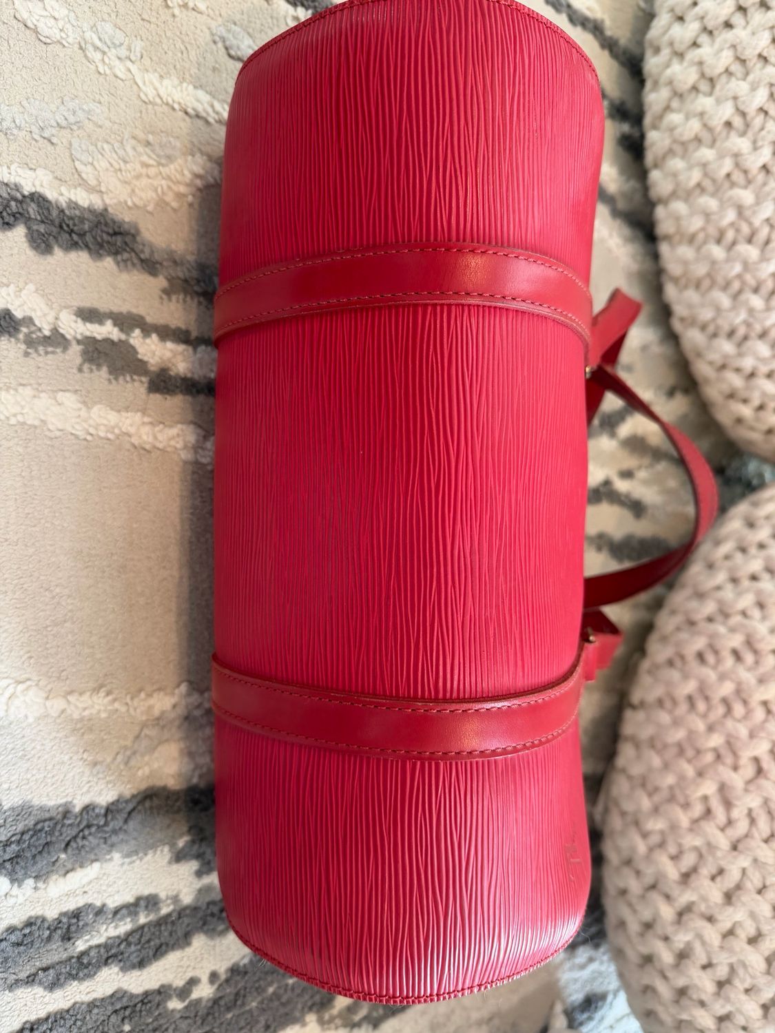Louis Vuitton Red Epi Soufflot Tote Bowler