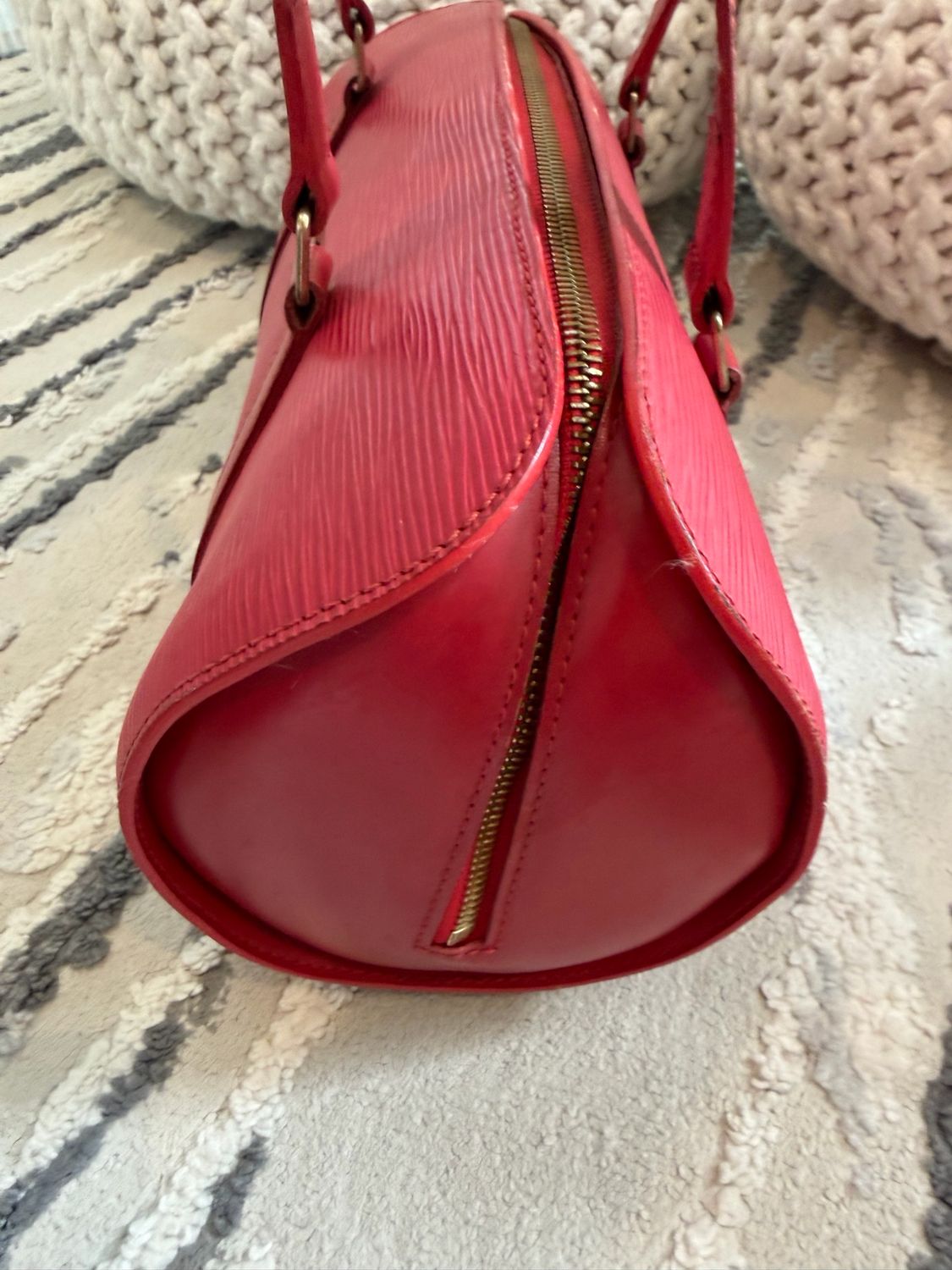 Louis Vuitton Red Epi Soufflot Tote Bowler