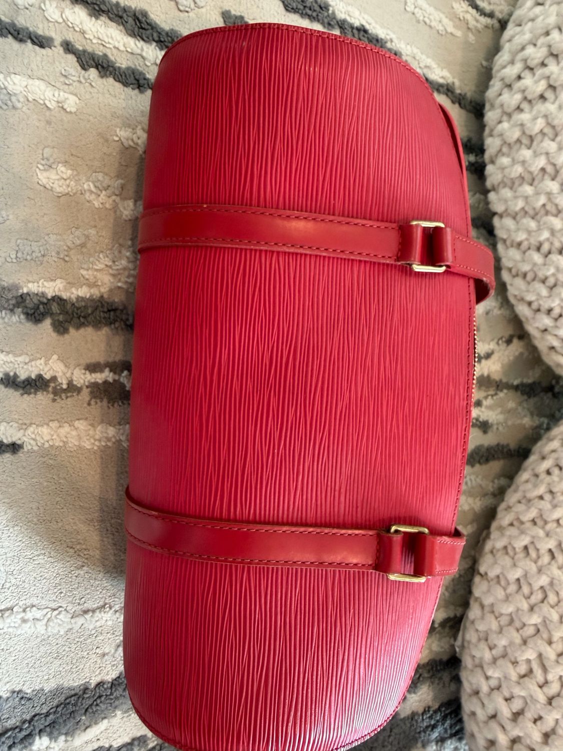 Louis Vuitton Red Epi Soufflot Tote Bowler