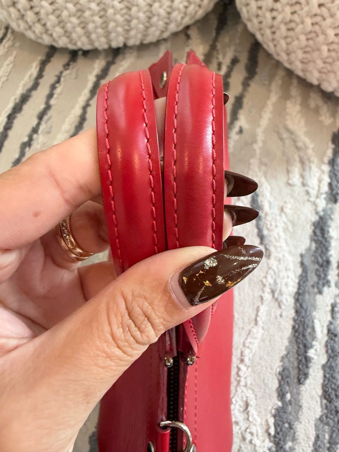 Louis Vuittom Red Epi Brea Top Handle