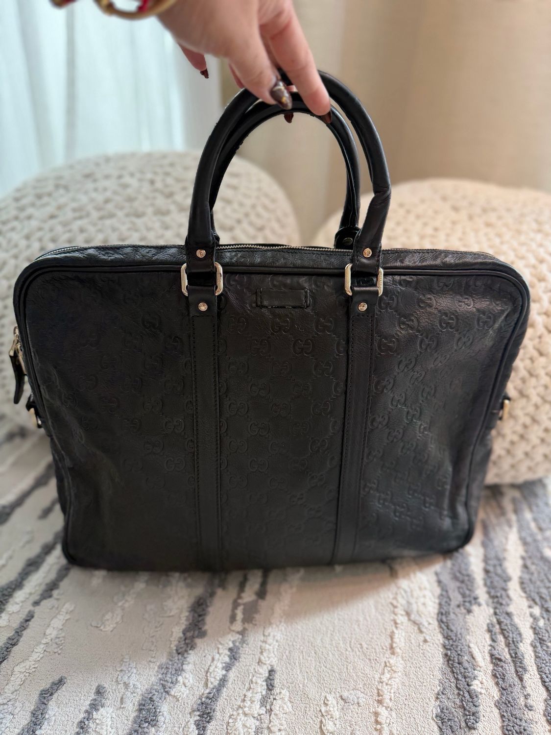 Gucci Laptop Briefcase Guccissima Leather