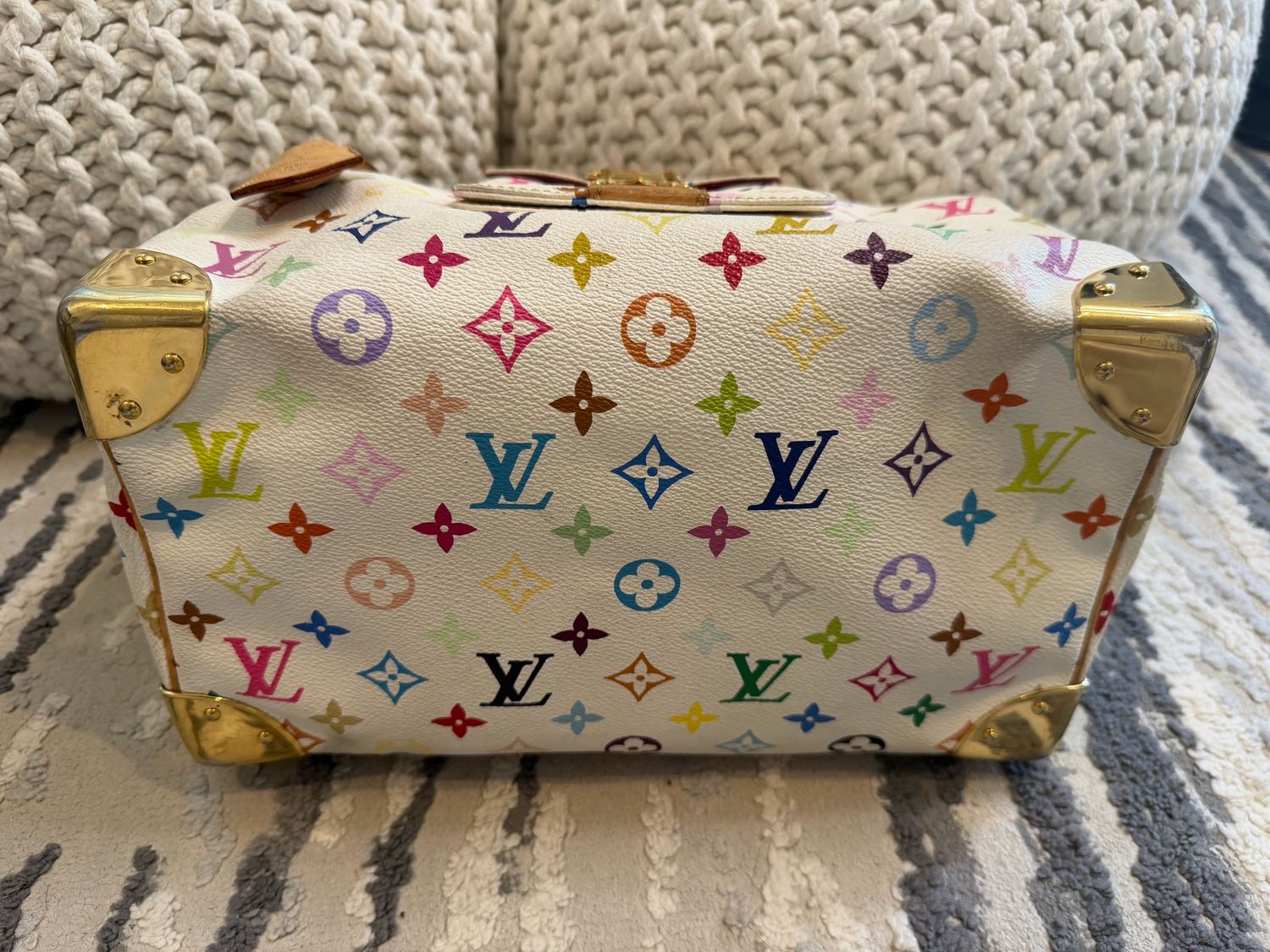 Louis Vuitton Speedy 30 Multicolor Takashi Murakami Blanc Boston Bowler