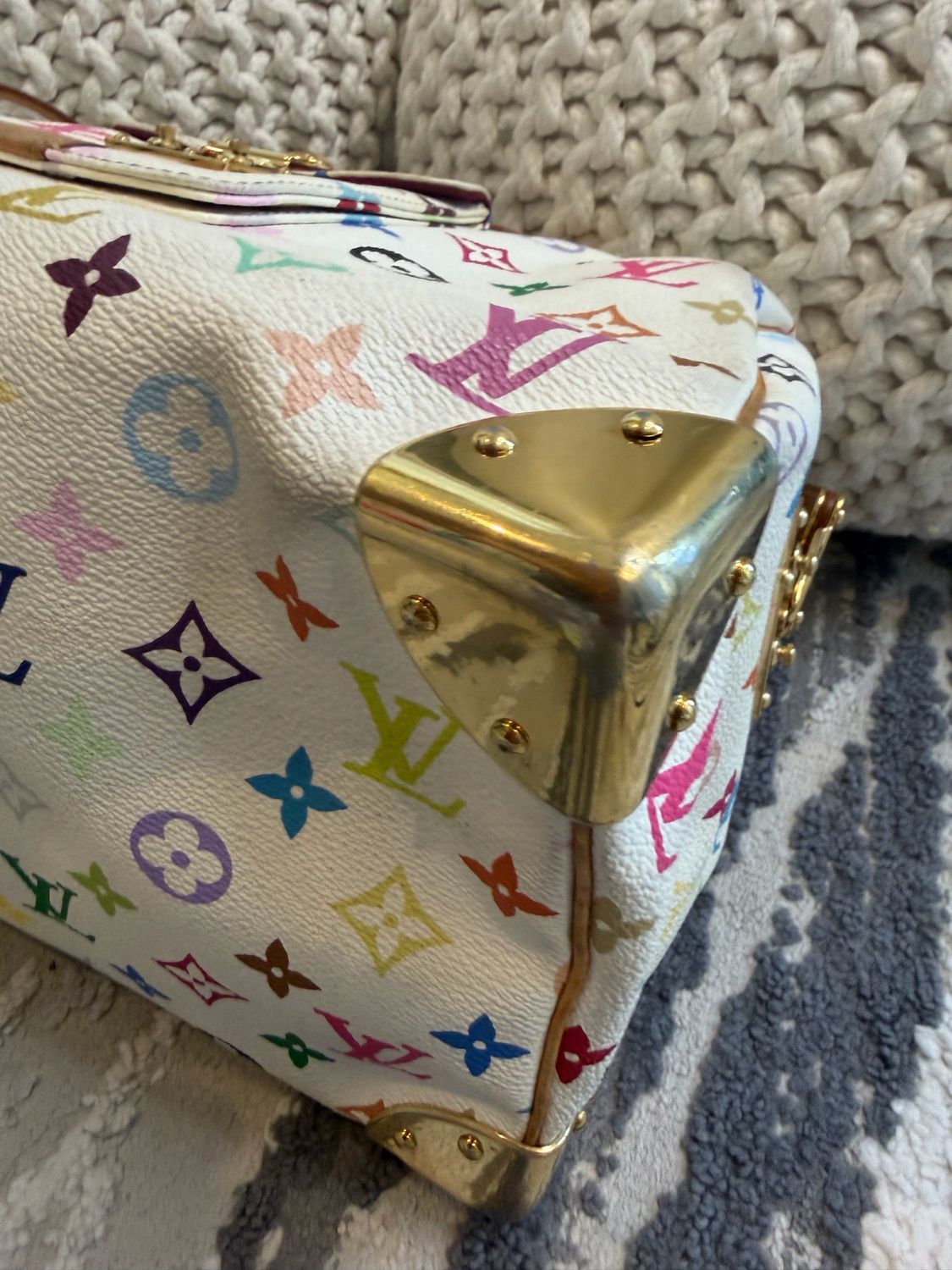 Louis Vuitton Speedy 30 Multicolor Takashi Murakami Blanc Boston Bowler