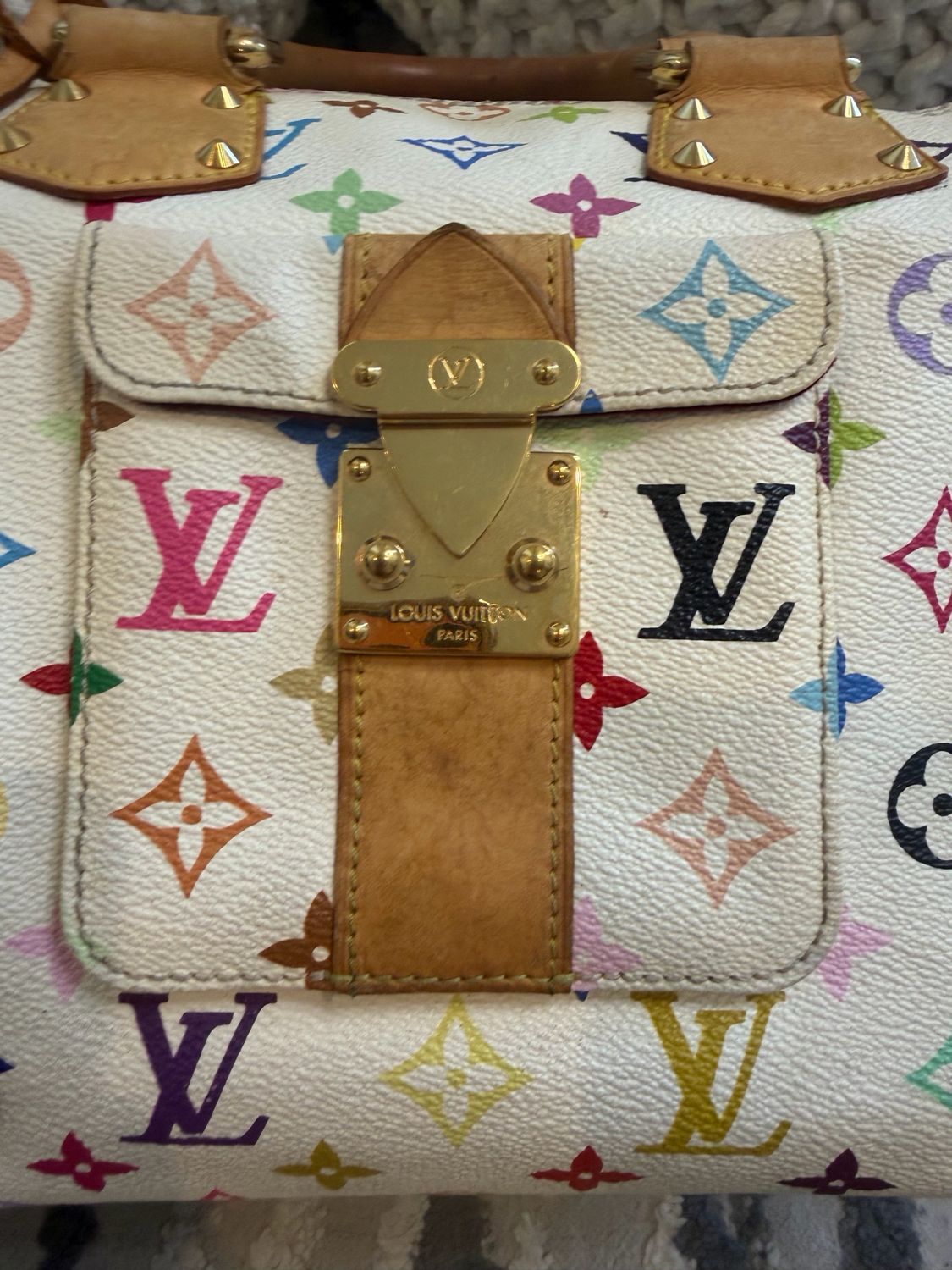 Louis Vuitton Speedy 30 Multicolor Takashi Murakami Blanc Boston Bowler