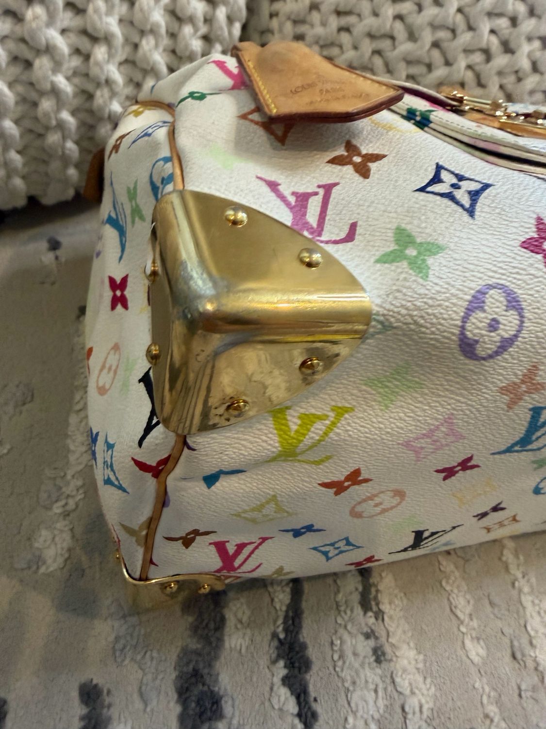Louis Vuitton Speedy 30 Multicolor Takashi Murakami Blanc Boston Bowler