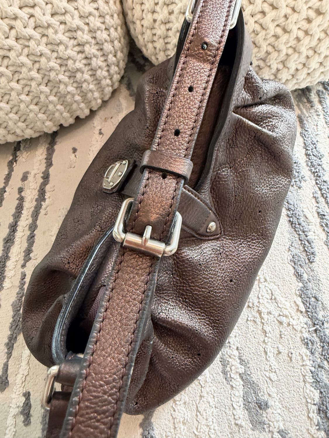 Louis Vuitton Monogram Mahina Leather Hobo Xs Shoulder Bag