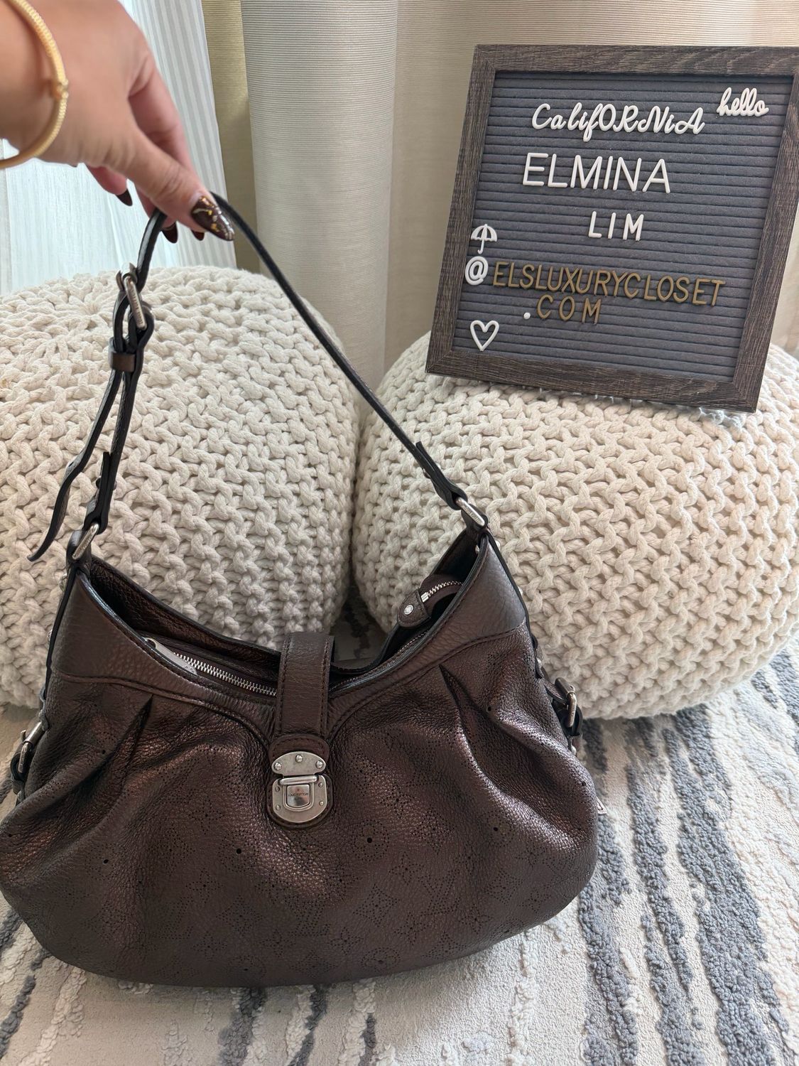 Louis Vuitton Monogram Mahina Leather Hobo Xs Shoulder Bag