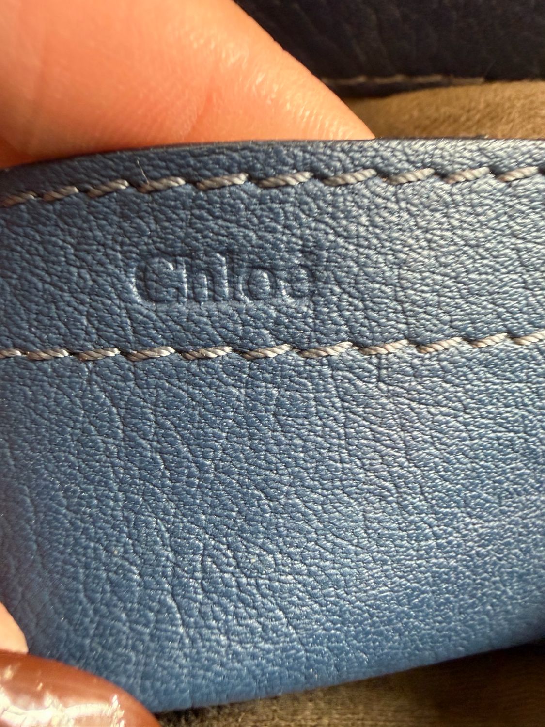 Chloe Pebbled Leather Mini Marcie Saddle Messenger Crossbody Navy Blue