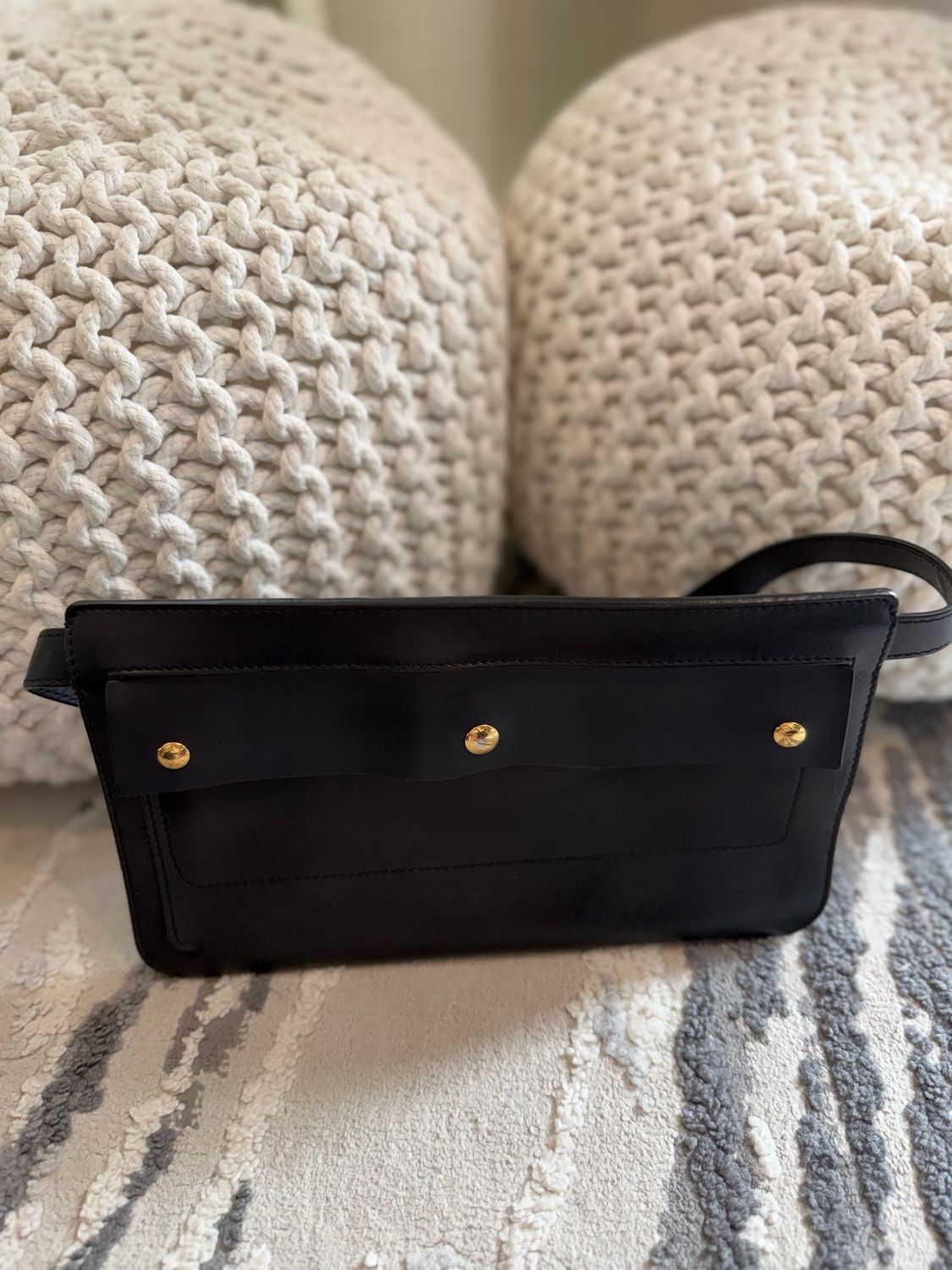 Burberry Black Leather Waist Bag Beltbag