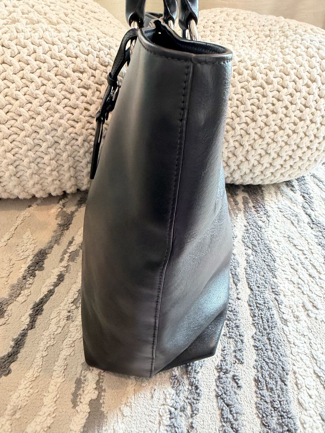 Prada Soft Calfskin Black Leather Tote Convertible Crossbody S/H