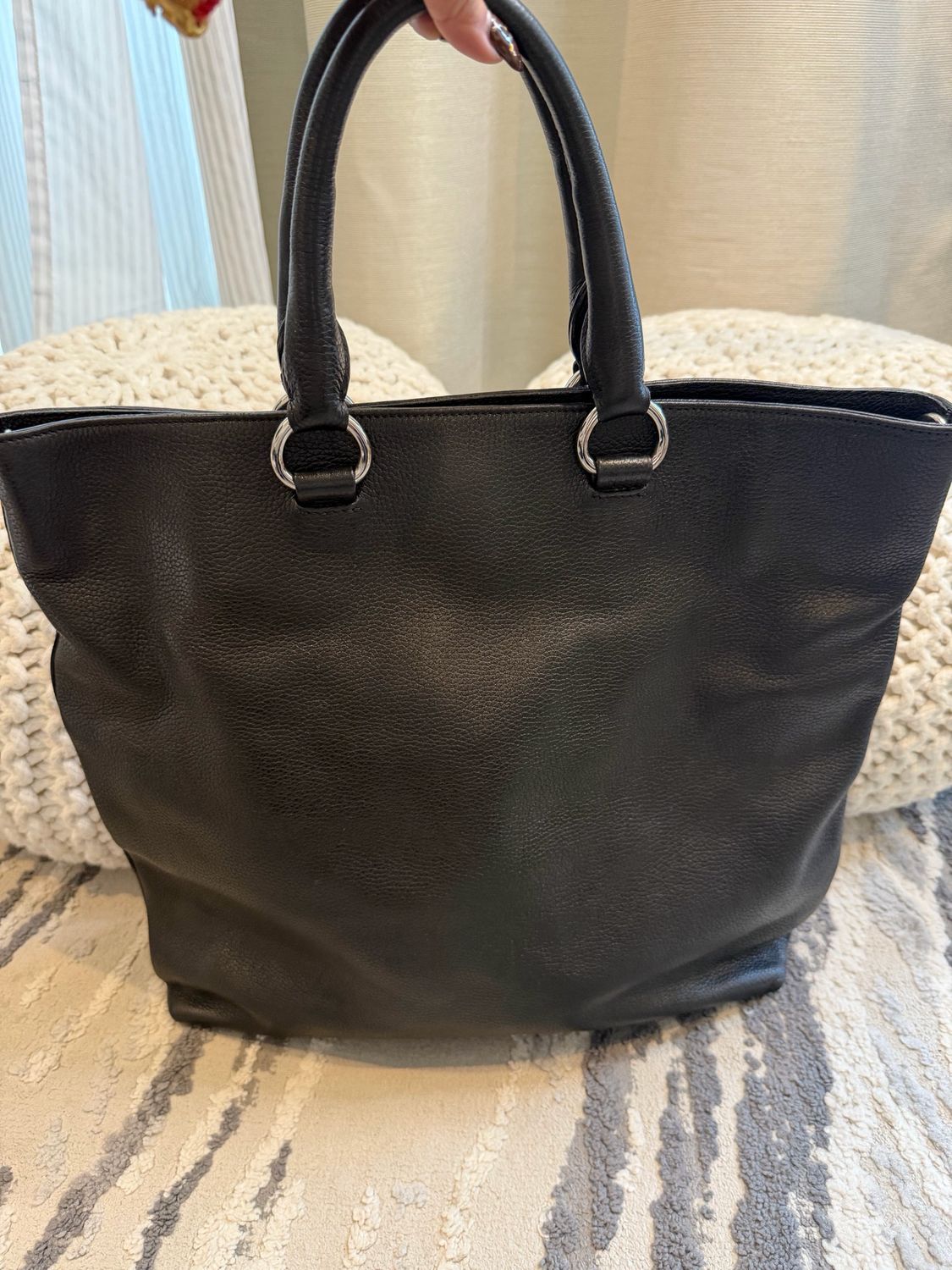 Prada Vitello Daino Pebbled Leather Convertible Tote Crossbody Vertical