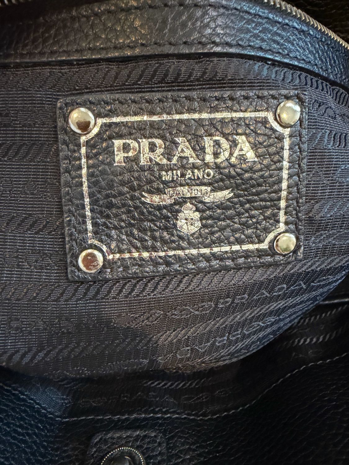 Prada Vitello Daino Pebbled Leather Convertible Tote Crossbody Vertical