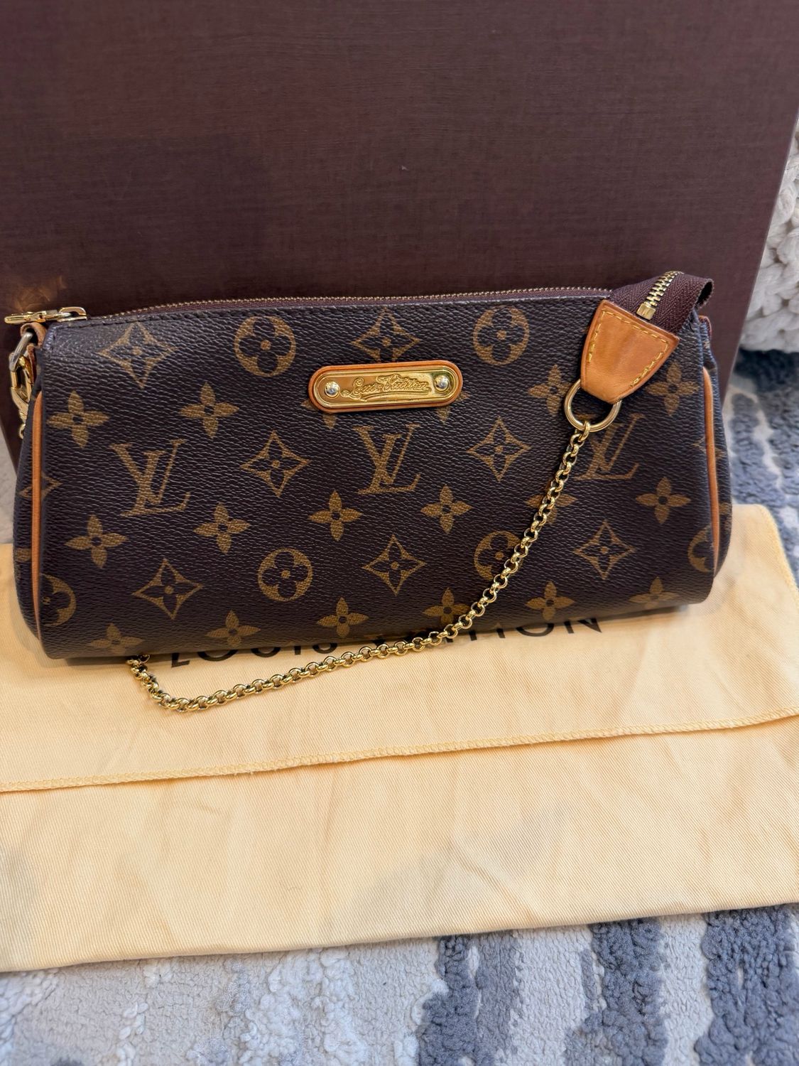 Louis Vuitton Monogram Eva Clutch Crossbody Messenger 