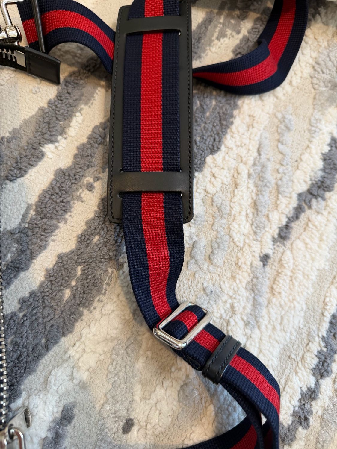 Gucci Monogram Web Strap Supreme Black Gray Crossbody