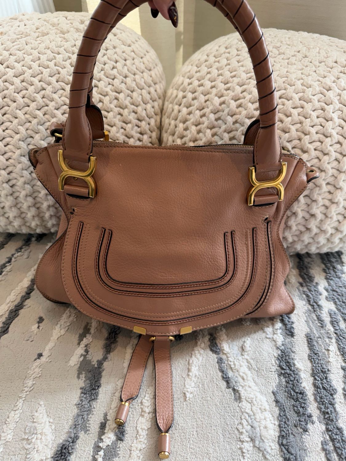 Chloe Pebbled Leather Marcie Saddle Tote Medium