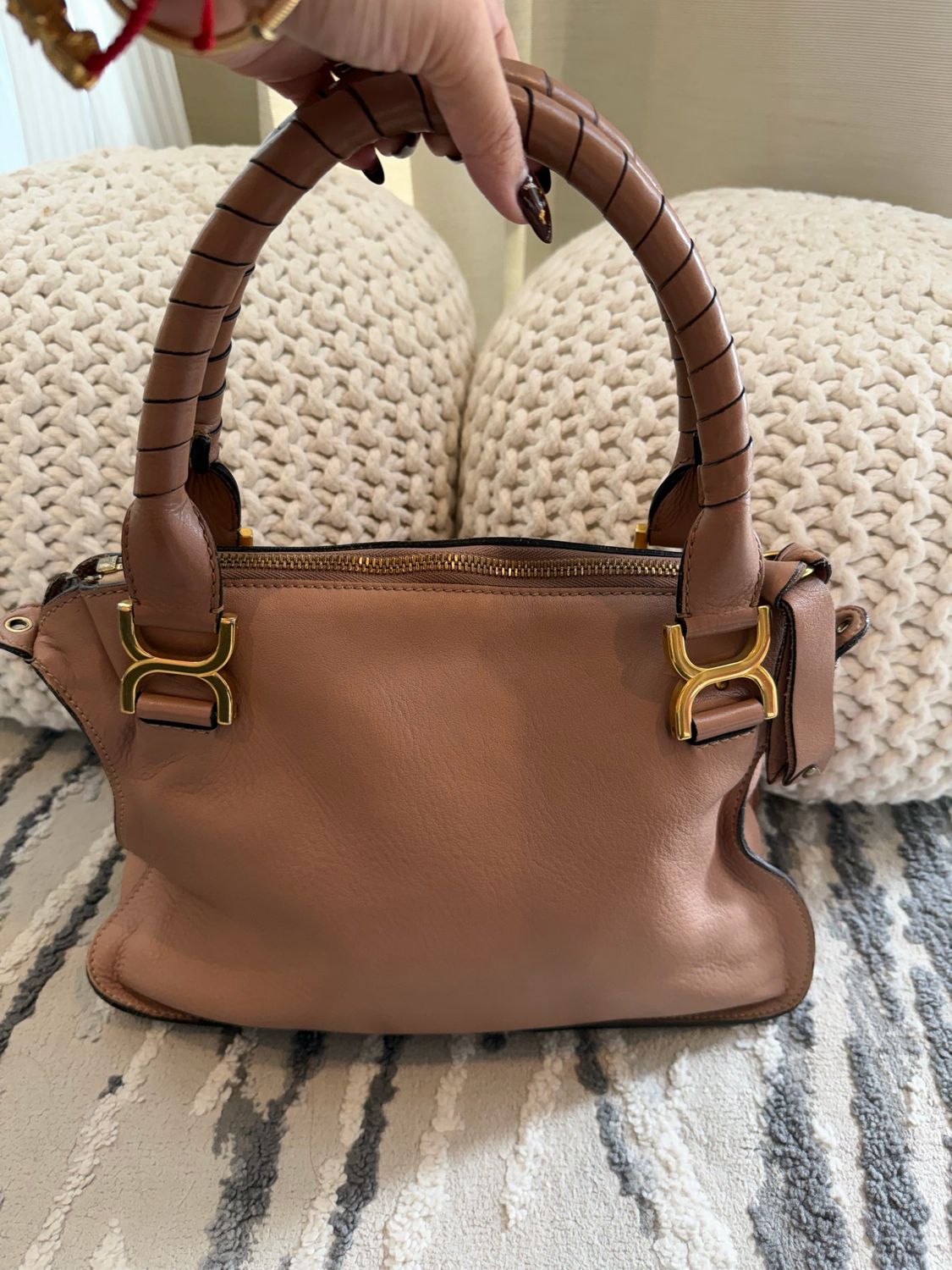 Chloe Pebbled Leather Marcie Saddle Tote Medium