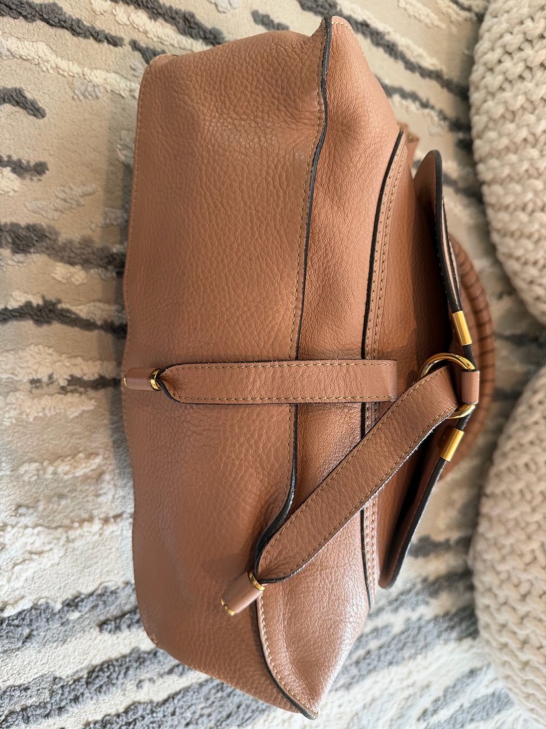 Chloe Pebbled Leather Marcie Saddle Tote Medium