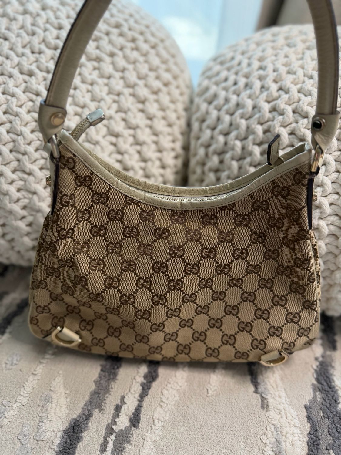 Gucci Monogram Canvas Abbey Hobo Shoulder Bag
