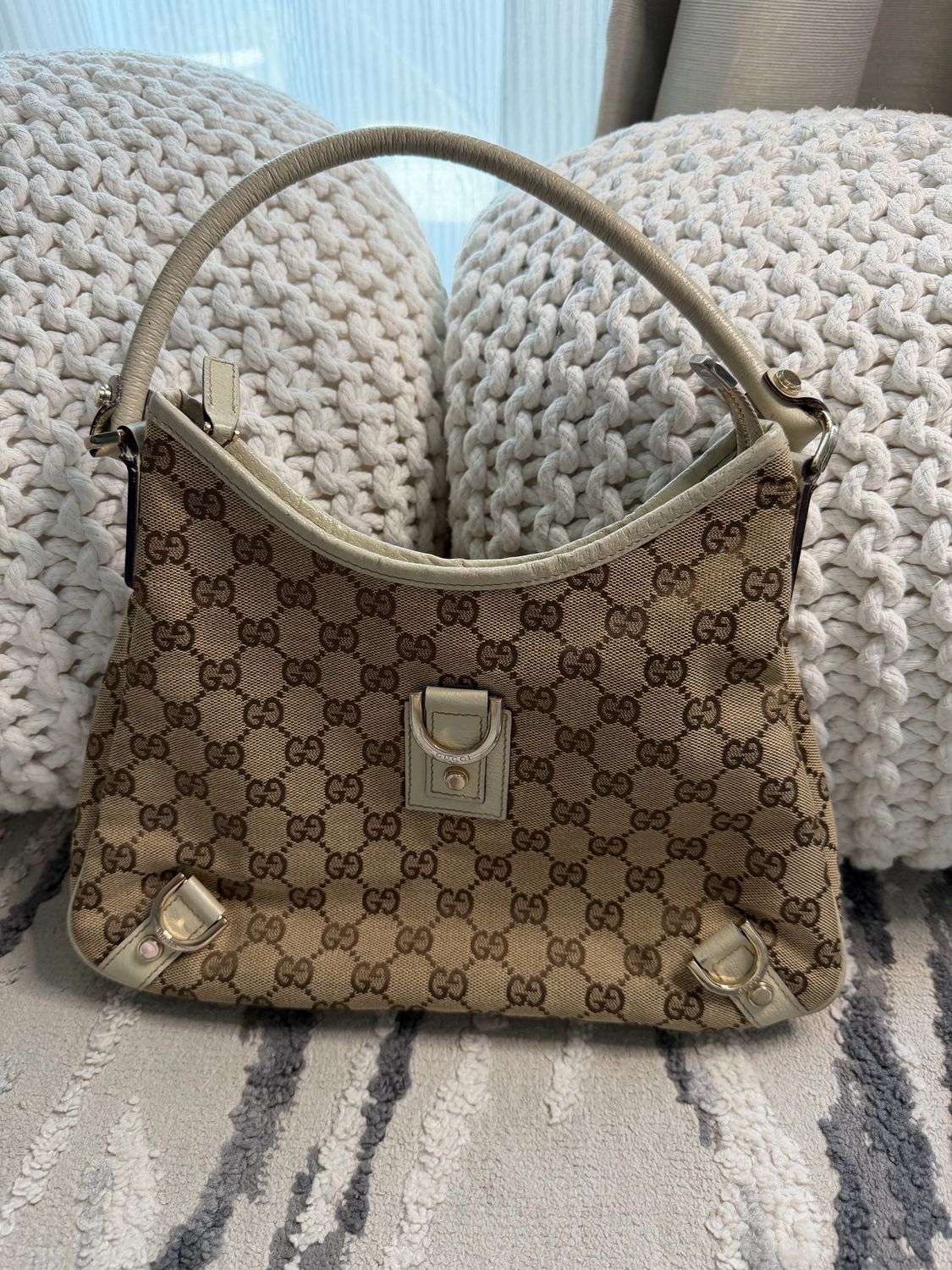 Gucci Monogram Canvas Abbey Hobo Shoulder Bag