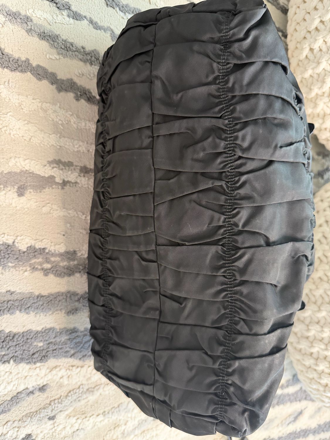 Prada Nylon Gaufre Tessuto Tote Shoulder Bag Black