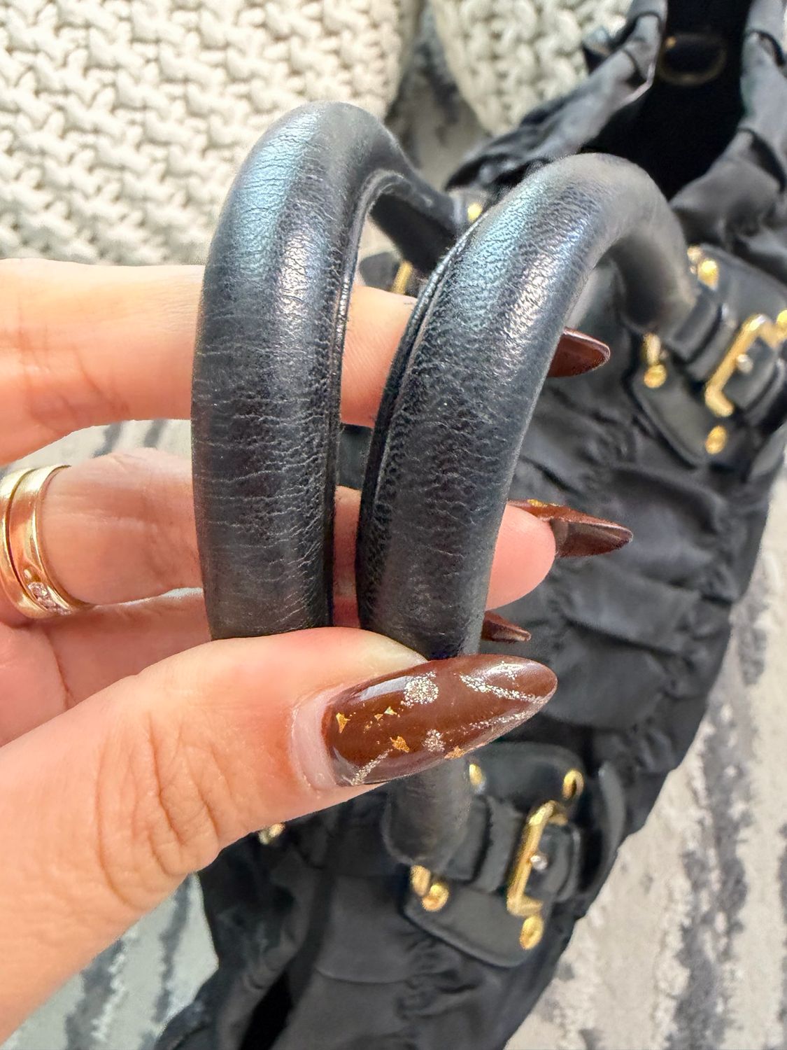 Prada Nylon Gaufre Tessuto Tote Shoulder Bag Black