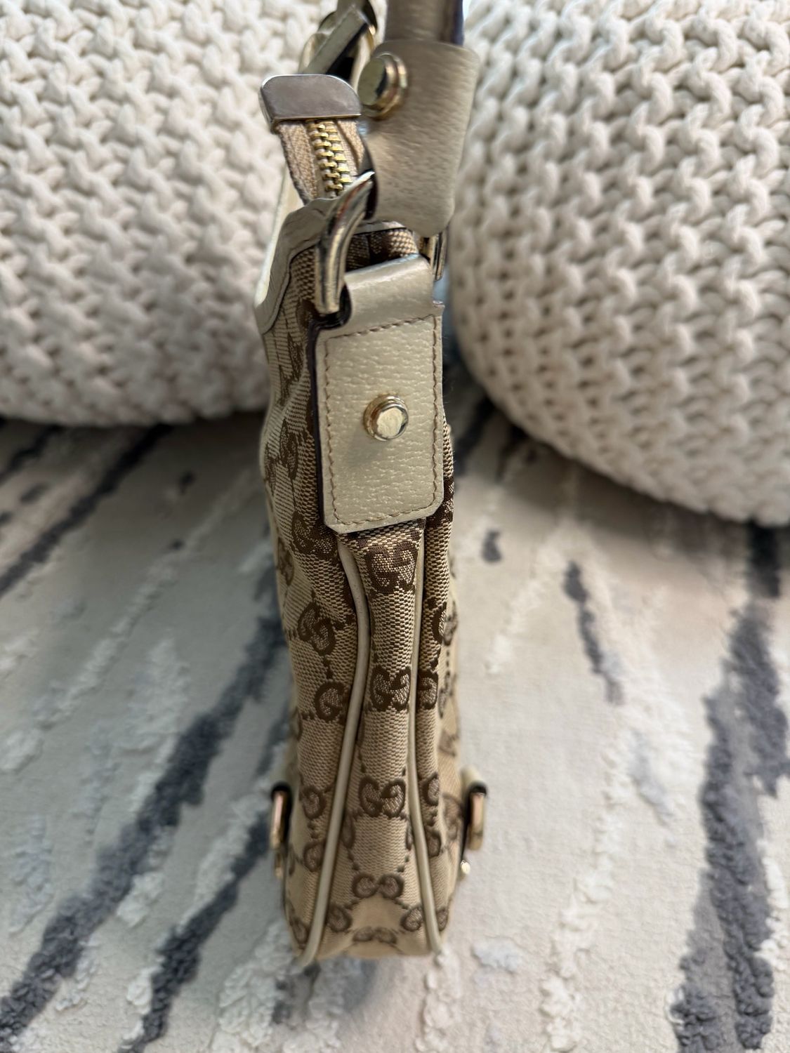 Gucci Monogram Canvas Abbey Hobo Shoulder Bag