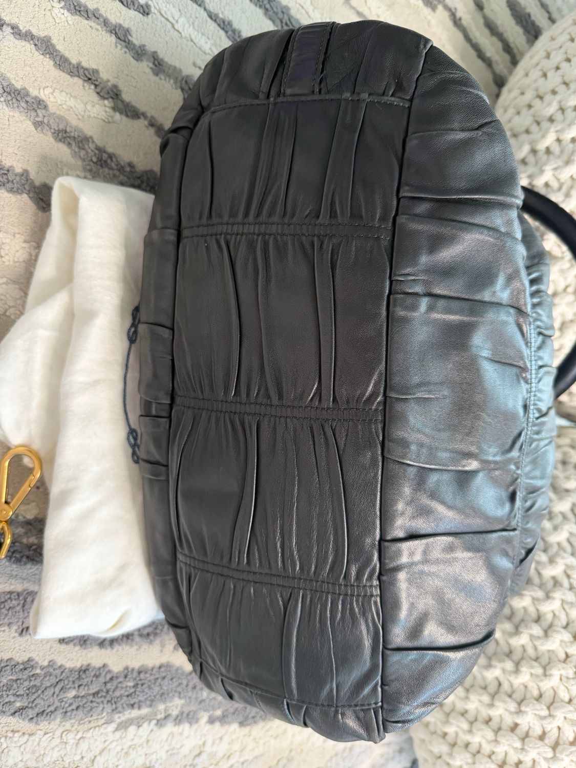 Prada Gaufre Nappa Leather Hobo Shoulder Sling Crossbody