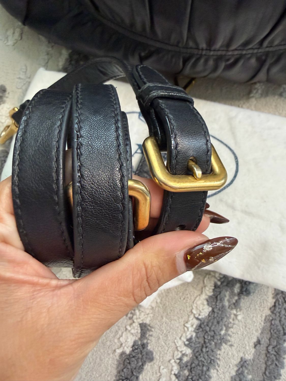 Prada Gaufre Nappa Leather Hobo Shoulder Sling Crossbody