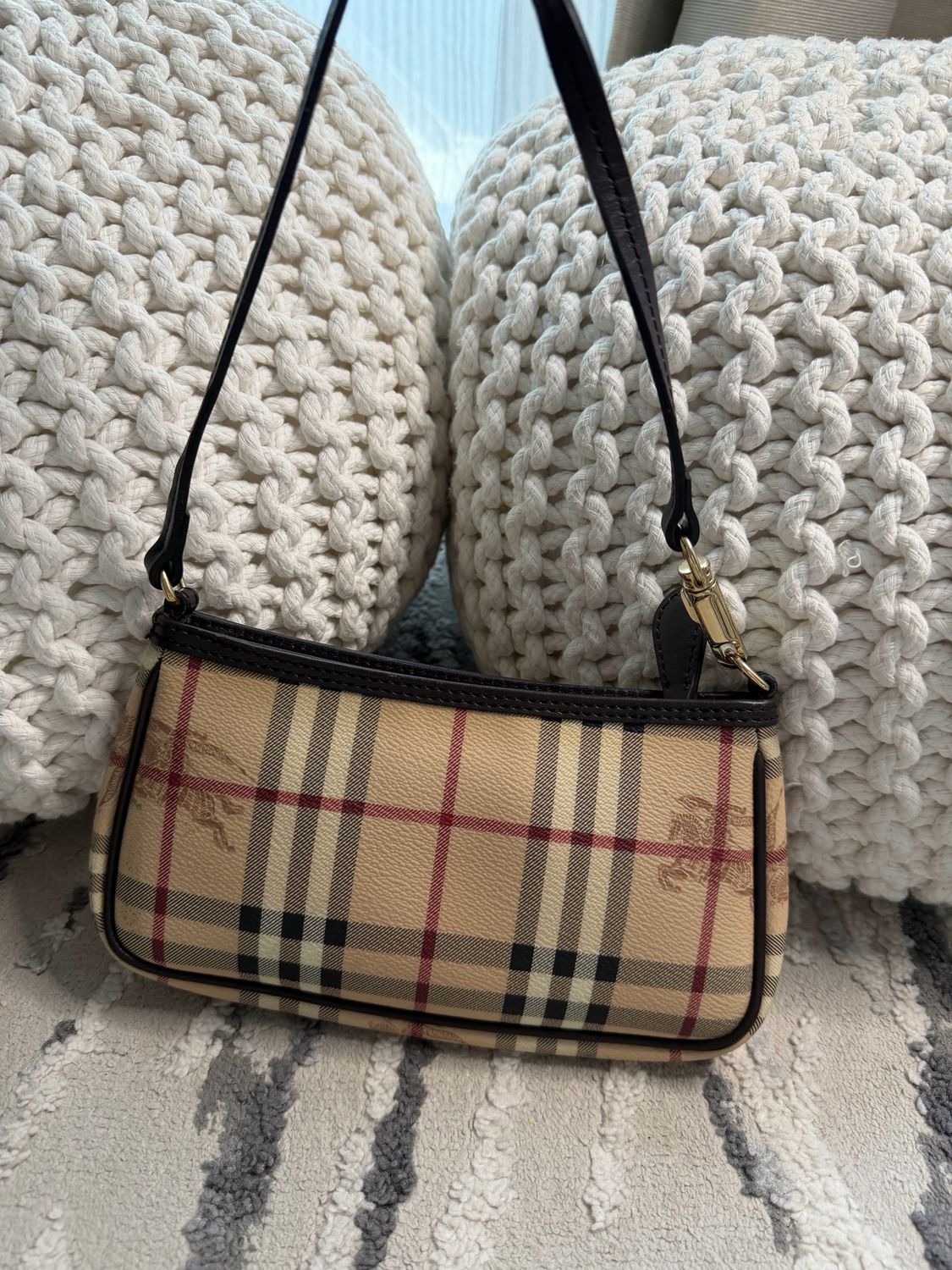 Burberry Haymarket Check Pochette Hobo Shoulder Bag