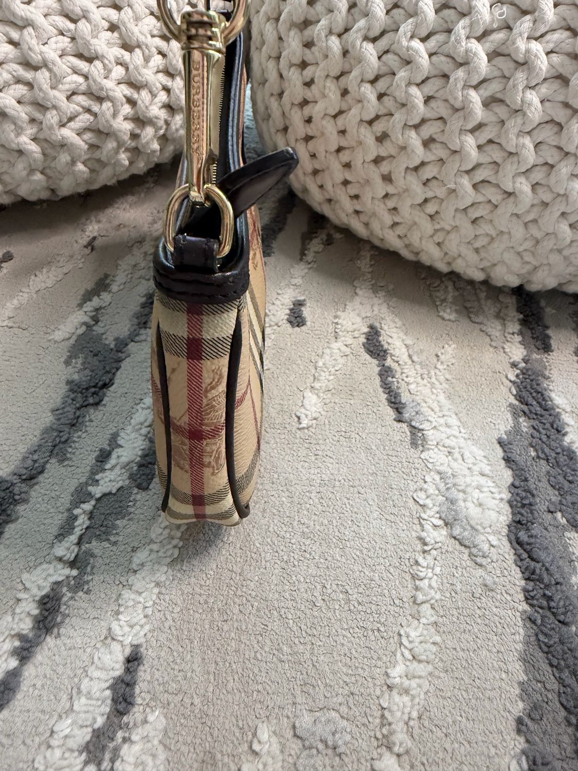 Burberry Haymarket Check Pochette Hobo Shoulder Bag