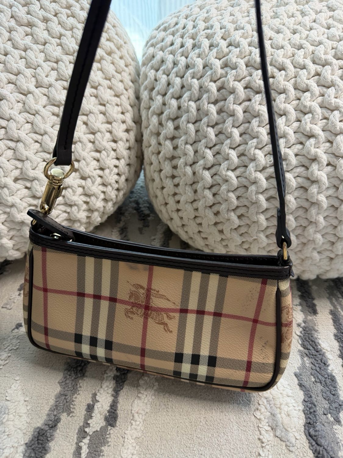Burberry Haymarket Check Pochette Hobo Shoulder Bag