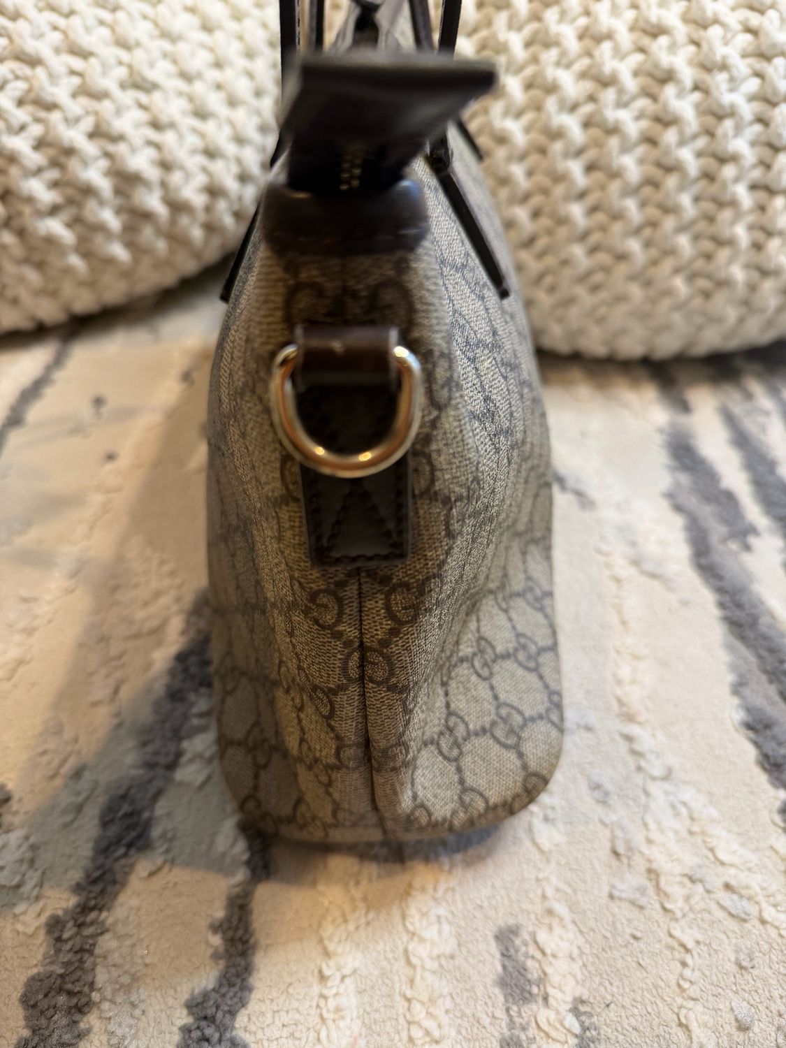 Gucci Monogram Supreme Crossbody Messenger Tote