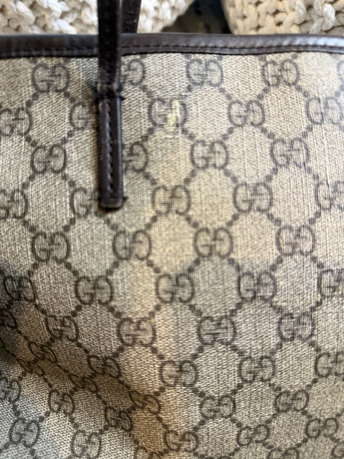 Gucci Monogram Supreme Crossbody Messenger Tote