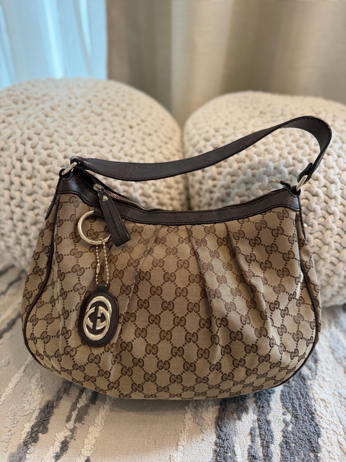 Gucci Monogram Canvas Sukey Hobo Shoulder