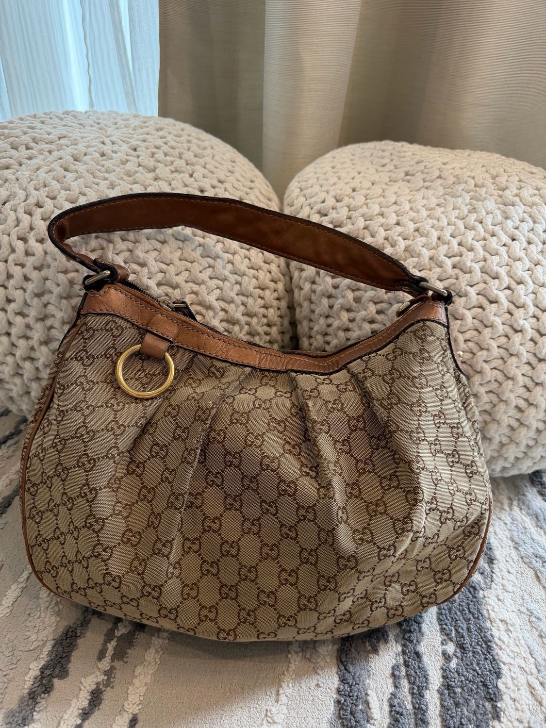 Gucci Monogram Canvas Sukey Hobo Rose Gold