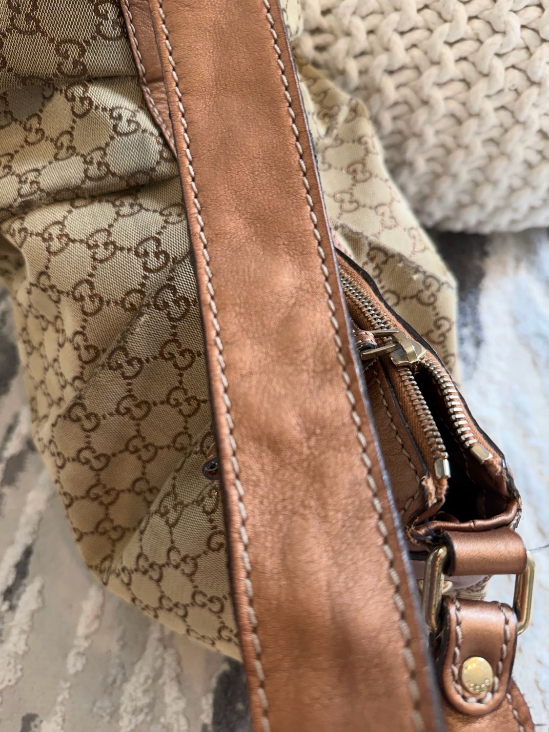Gucci Monogram Canvas Sukey Hobo Rose Gold